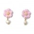 Flowers and pearls - Σκουλαρίκια μαργαρίτες από ροζ πηλό και μαργαριτάρια