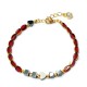 Βραχιόλι με κόκκινες/χρυσές γυάλινες χάντρες, αιματίτη και στοιχείο με γκλίτερ