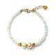 Βραχιόλι με λευκά κρύσταλλα, μαργαριτάρια και επίχρυση ατσάλινη καρδιά