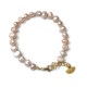 Βραχιόλι με σομόν μαργαριτάρια και επίχρυσο charm
