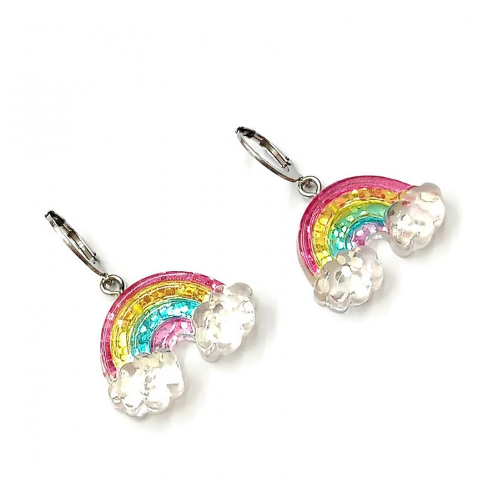 Σκουλαρίκια  ουράνιο τόξο με γκλίτερ