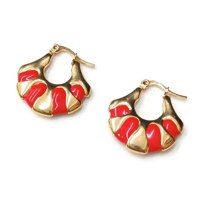 Ατσάλινοι κρίκοι βεντάλια με κόκκινο σμάλτο