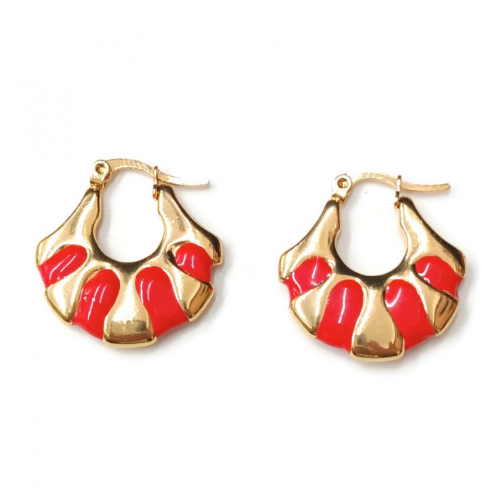 Ατσάλινοι κρίκοι βεντάλια με κόκκινο σμάλτο