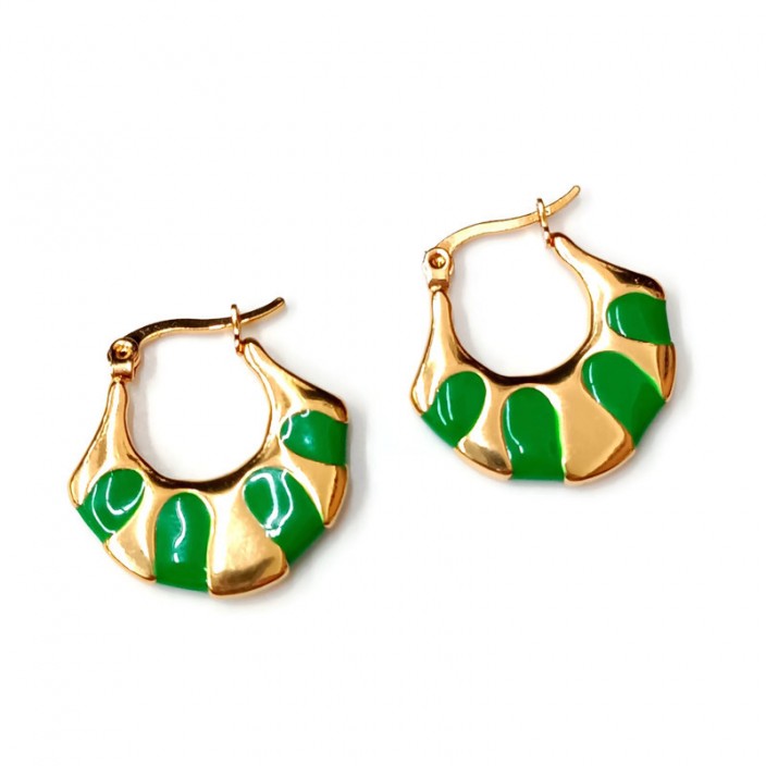 Ατσάλινοι κρίκοι βεντάλια με πράσινο σμάλτο