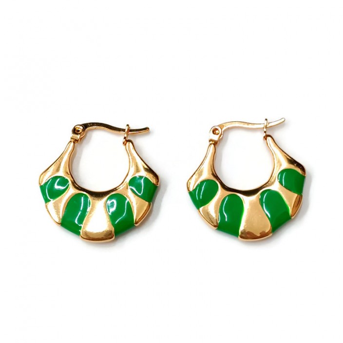 Ατσάλινοι κρίκοι βεντάλια με πράσινο σμάλτο