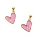 Σκουλαρίκια καρδιές με ροζ διάφανο σμάλτο και γκλίτερ