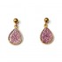 Σκουλαρίκια κρεμαστά επίχρυσα δάκρυα με σμάλτο ροζ-γκλίτερ 