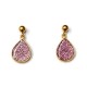 Σκουλαρίκια κρεμαστά επίχρυσα δάκρυα με σμάλτο ροζ-γκλίτερ 