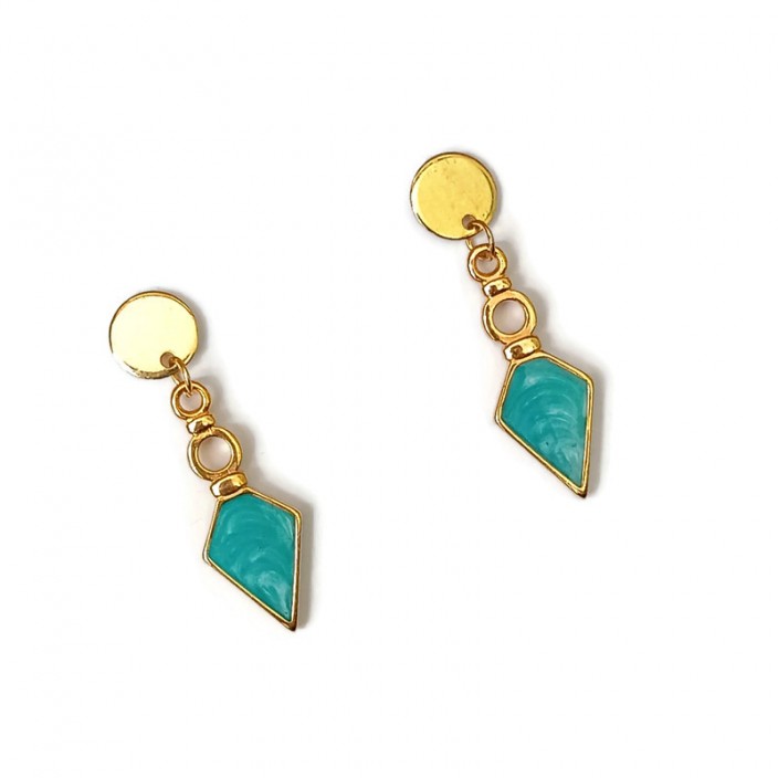 Σκουλαρίκια κρεμαστά επίχρυσα βέλη σε βεραμάν σμάλτο