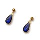 Σκουλαρίκια κρεμαστά επίχρυσα δάκρυα με μπλε σμάλτο
