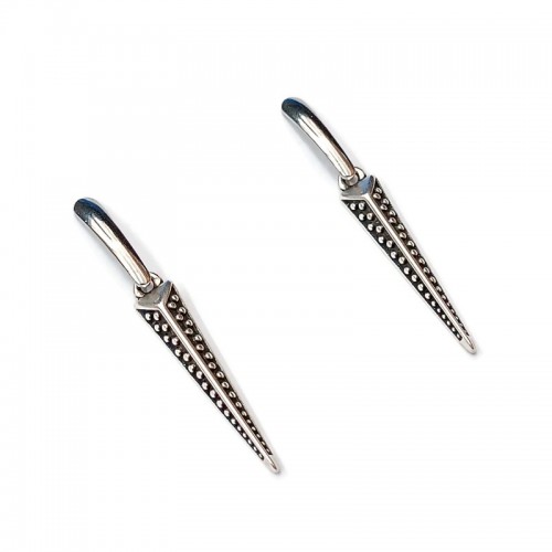 Σκουλαρίκια με επαργυρα βέλη και ατσάλινα παραλληλόγραμμα καρφάκια